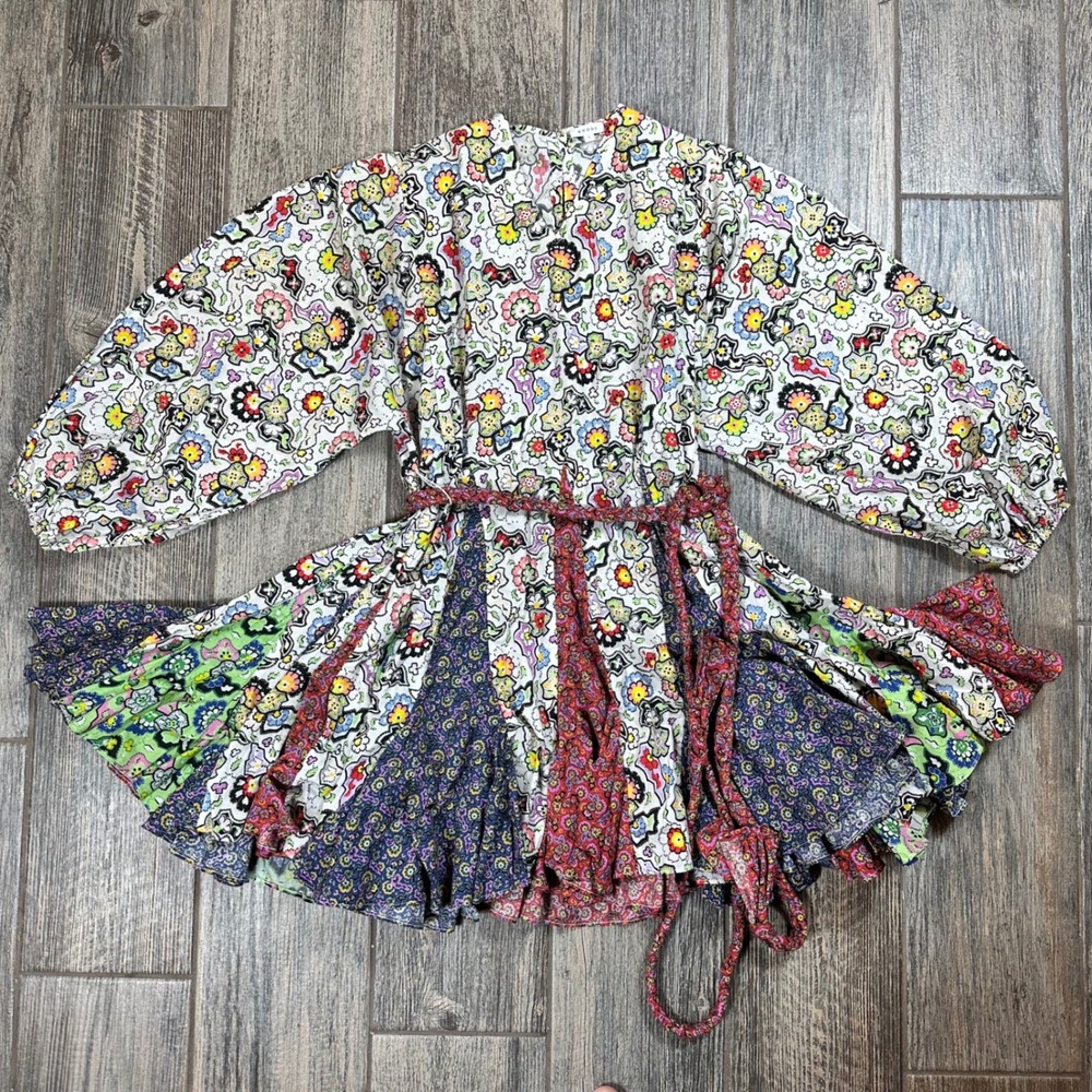 RHODE Ella Floral Print‎ Balloon Sleeve Mini Dress Women's Size S
